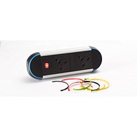 Impulse Desktop Module, 2 x UK Sockets (3.15A), 1 x Neon Switch, 1 x 500mm Lead to 3 Pole Connector
