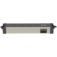 Volta Power Unit Module 3xSocket (Individually 5A Fuse) / 1xUSBa & 1xUSBc (30w shared)/ 2 x CAT6 Data Port - Black & Silver (1x Male & 1x Female Conne