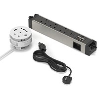 Volta Power Kit - Desktop Cable Port Module White + Under Desk Module + 1m Mains Cable UK Plug - Total 4xSocket/ 2xUSBa/ 3xUSBc/ 1xHDMI/ 3xCAT6