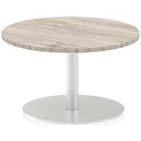 Italia Poseur Round Table, 600mm Diameter, 475mm High, Grey Oak