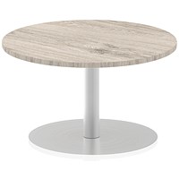 Italia Poseur Round Table, 800mm Diameter, Low, Grey Oak