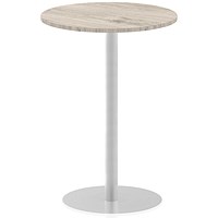 Italia Poseur Round Table, 800mm Diameter, High, Grey Oak
