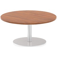 Italia Poseur Round Table, 1000mm Diameter, 475mm High, Walnut