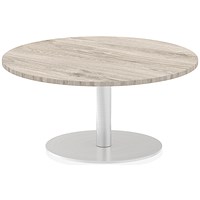 Italia Poseur Round Table, 1000mm Diameter, Low, Grey Oak
