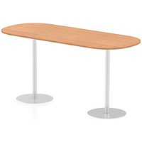 Italia Poseur Oval Table, W2400 x D1000 x H1145mm, Oak