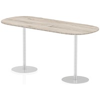 Italia Poseur Oval Table, W2400 x D1000 x H1145mm, Grey Oak