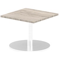Italia Poseur Square Table, 600mm Wide, Low, Grey Oak