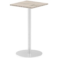 Italia Poseur Square Table, 600mm Wide, High, Grey Oak