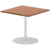 Italia Poseur Square Table, 800mm Wide, Walnut