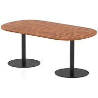 Italia Poseur Boardroom Table, 1800mm Wide, 720mm High, Black Leg, Walnut