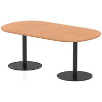 Italia Poseur Boardroom Table, 1800mm Wide, 720mm High, Black Leg, Oak