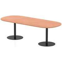 Italia Poseur Boardroom Table, 2400mm Wide, 720mm High, Black Leg, Beech