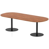 Italia Poseur Boardroom Table, 2400mm Wide, 720mm High, Black Leg, Walnut