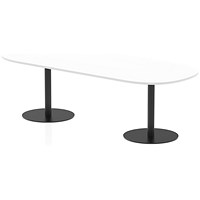 Italia Poseur Boardroom Table, 2400mm Wide, 720mm High, Black Leg, White Italia Poseur Boardroom Table, 2400mm Wide, 720mm High, Black Leg, White