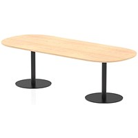 Italia Poseur Boardroom Table, 2400mm Wide, 720mm High, Black Leg, Maple