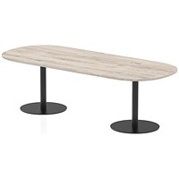 Italia Poseur Boardroom Table, 2400mm Wide, 720mm High, Black Leg, Grey Oak