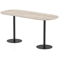Italia Poseur Boardroom Table, 2400mm Wide, 1145mm High, Black Leg, Grey Oak