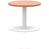 Italia Round Coffee Table, 600mm Wide, 475mm High, White Leg, Beech