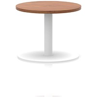 Italia Round Coffee Table, 600mm Wide, 475mm High, White Leg, Walnut