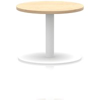 Italia Round Coffee Table, 600mm Wide, 475mm High, White Leg, Maple
