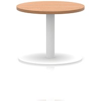 Italia Round Coffee Table, 600mm Wide, 475mm High, White Leg, Oak