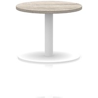 Italia Round Coffee Table, 600mm Wide, 475mm High, White Leg, Grey Oak