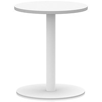 Italia Poseur Round Table, 600mm Wide, 720mm High, White Leg, White