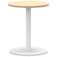 Italia Poseur Round Table, 600mm Wide, 720mm High, White Leg, Maple