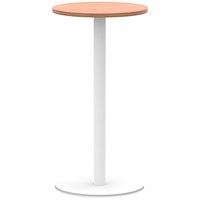 Italia Poseur Round Table, 600mm Wide, 1145mm High, White Leg, Beech