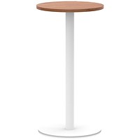 Italia Poseur Round Table, 600mm Wide, 1145mm High, White Leg, Walnut