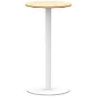 Italia Poseur Round Table, 600mm Wide, 1145mm High, White Leg, Maple