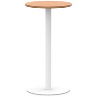 Italia Poseur Round Table, 600mm Wide, 1145mm High, White Leg, Oak