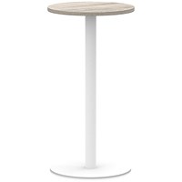 Italia Poseur Round Table, 600mm Wide, 1145mm High, White Leg, Grey Oak