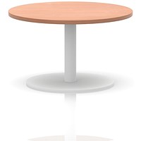 Italia Round Coffee Table, 800mm Wide, 475mm High, White Leg, Beech