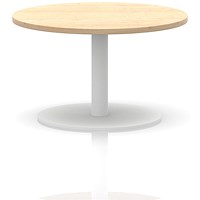 Italia Round Coffee Table, 800mm Wide, 475mm High, White Leg, Maple