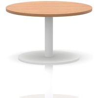 Italia Round Coffee Table, 800mm Wide, 475mm High, White Leg, Oak