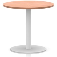 Italia Poseur Round Table, 800mm Wide, 720mm High, White Leg, Beech