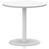 Italia Poseur Round Table, 800mm Wide, 720mm High, White Leg, White