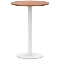 Italia Poseur Round Table, 800mm Wide, 1145mm High, White Leg, Walnut