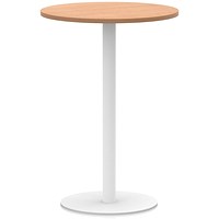 Italia Poseur Round Table, 800mm Wide, 1145mm High, White Leg, Oak