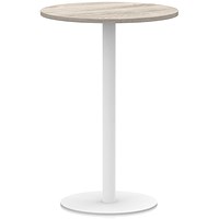 Italia Poseur Round Table, 800mm Wide, 1145mm High, White Leg, Grey Oak