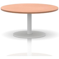Italia Round Coffee Table, 1000mm Wide, 475mm High, White Leg, Beech