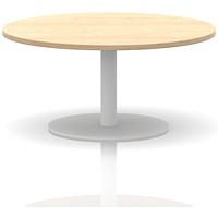 Italia Round Coffee Table, 1000mm Wide, 475mm High, White Leg, Maple