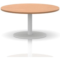 Italia Round Coffee Table, 1000mm Wide, 475mm High, White Leg, Oak