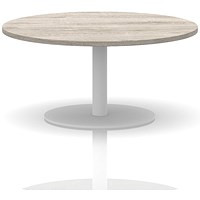 Italia Round Coffee Table, 1000mm Wide, 475mm High, White Leg, Grey Oak