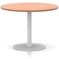 Italia Poseur Round Table, 1000mm Wide, 720mm High, White Leg, Beech