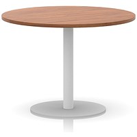 Italia Poseur Round Table, 1000mm Wide, 720mm High, White Leg, Walnut
