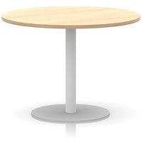 Italia Poseur Round Table, 1000mm Wide, 720mm High, White Leg, Maple