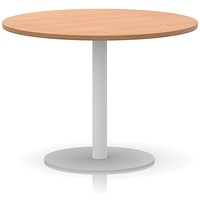 Italia Poseur Round Table, 1000mm Wide, 720mm High, White Leg, Oak