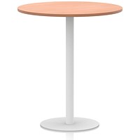 Italia Poseur Round Table, 1000mm Wide, 1145mm High, White Leg, Beech